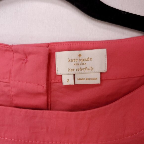 Kate Spade Blouse Shore Thing Sleeveless Button Back Peplum Top Coral Size 2 - Picture 5 of 11